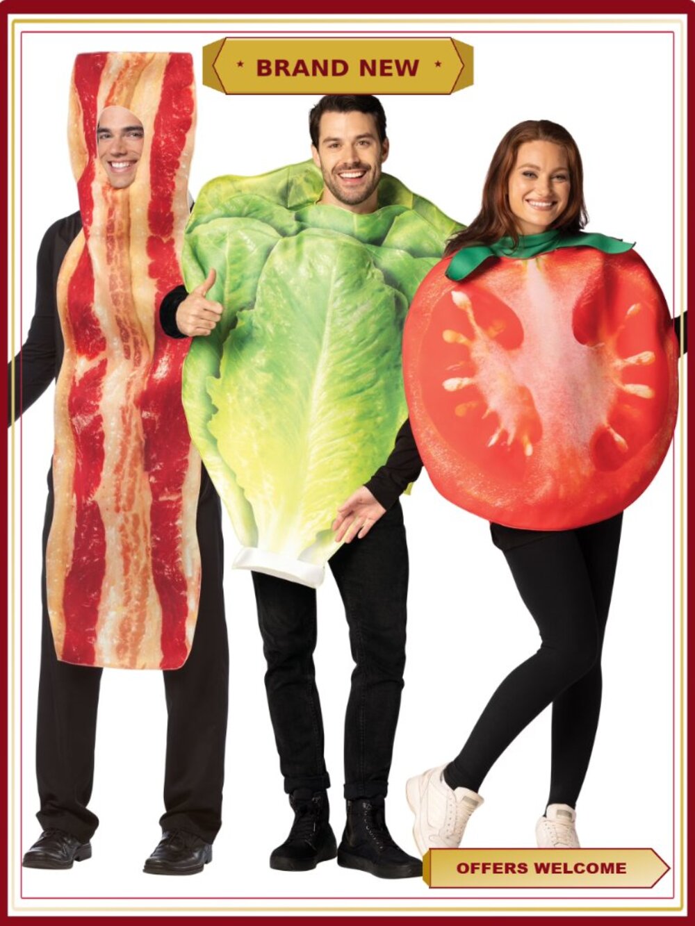 Bacon Lettuce Tomato Group Halloween Costume Adult Unisex One Size 3 Tunics